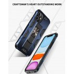 Wholesale iPhone 11 6.1 Military Grade Armor Protection Stand Magnetic Feature Case (Navy Blue)